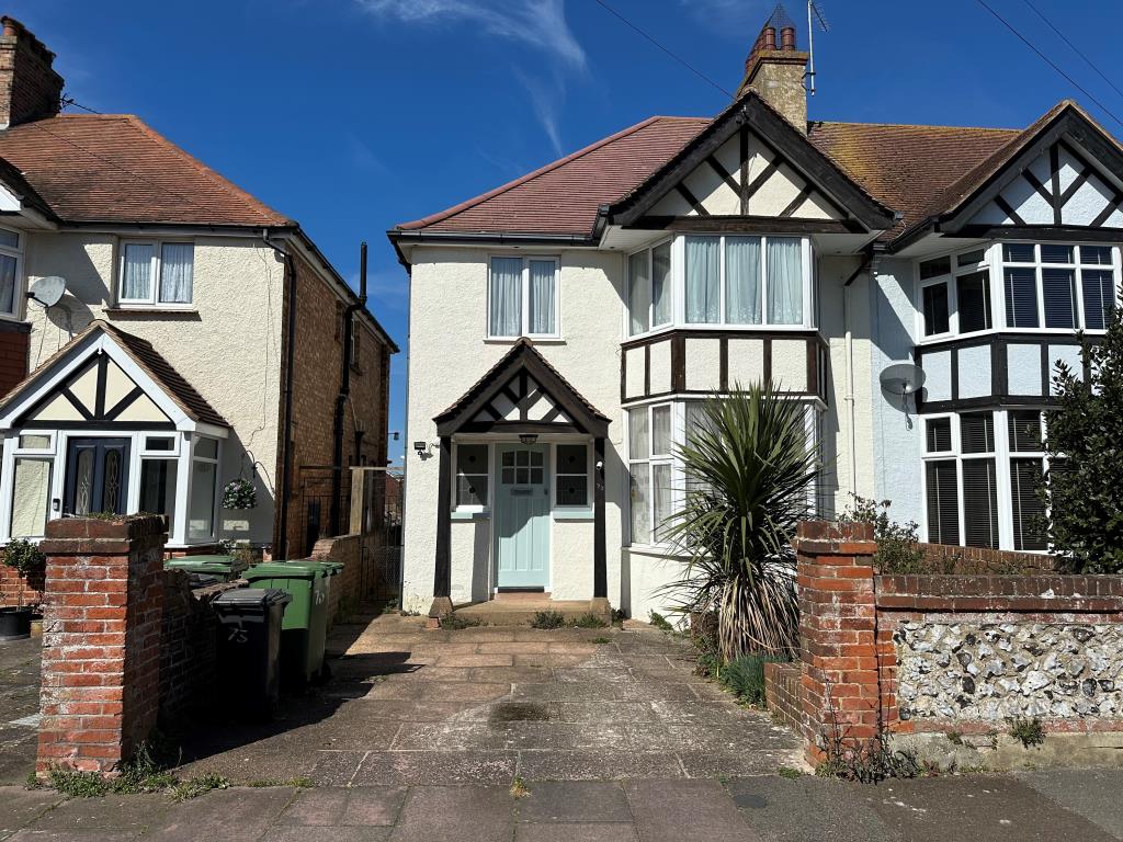 Lot: 149 - THREE-BEDROOM SEMI-DETACHED HOUSE - External of semi detached property with front garden and driveway